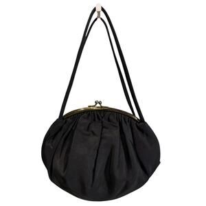 1950's Vintage formal Black Bag with kiss claps attached inside coin purse